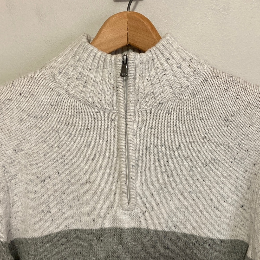 Sonoma Men's Two-Tone Zip-Up Sweater, collared quarter zip, Size Small, Gray - Picture 4 of 9